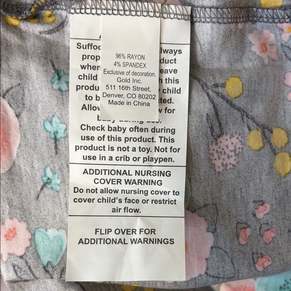Go By Goldbug Floral Gray Nursing Cover For Baby Breastfeeding - Picture 7 of 7
